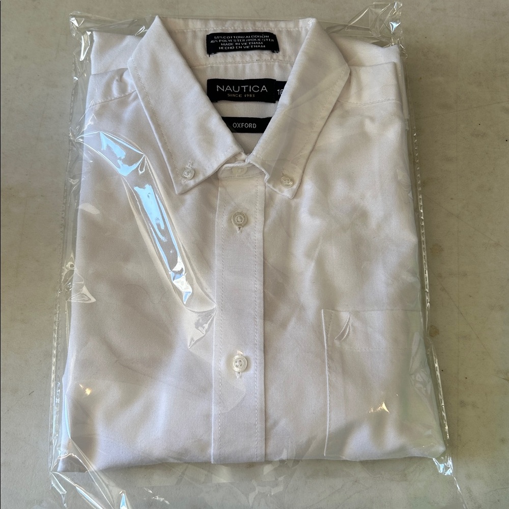 Nautica White Oxford Button Down Shirt Classic Cotton